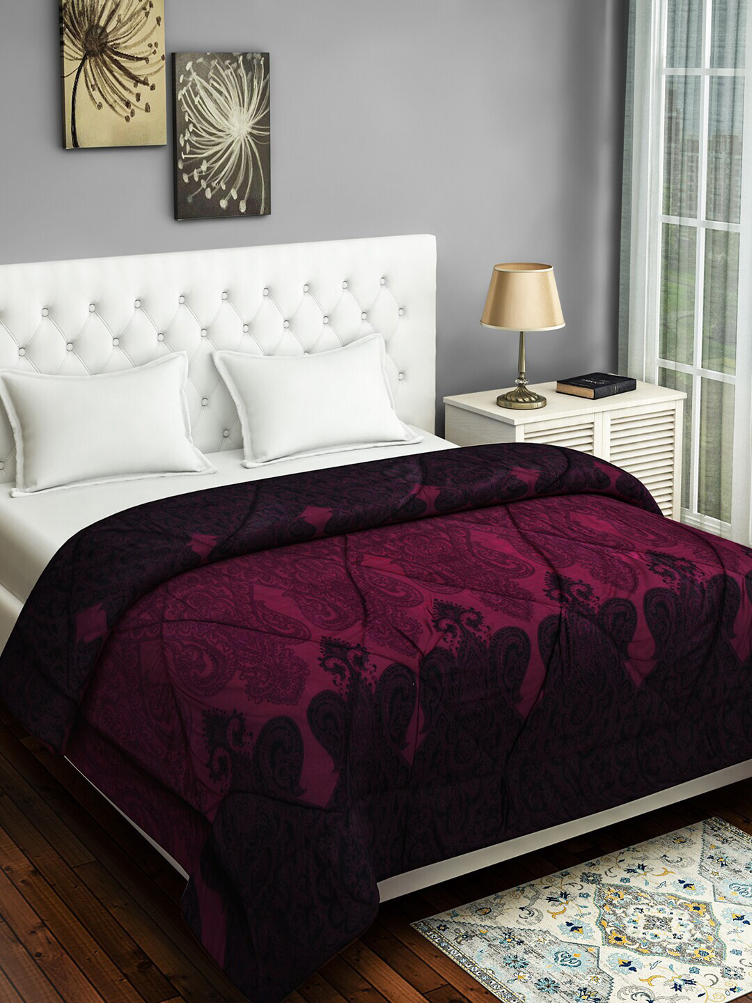 

SWAYAM Magenta Ethnic Motifs AC Room 150 GSM Double Bed Comforter