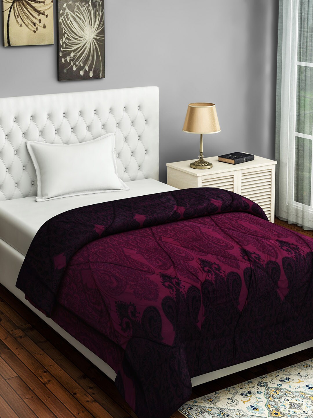 

SWAYAM Maroon Ethnic Motifs AC Room 150 GSM Single Bed Comforter