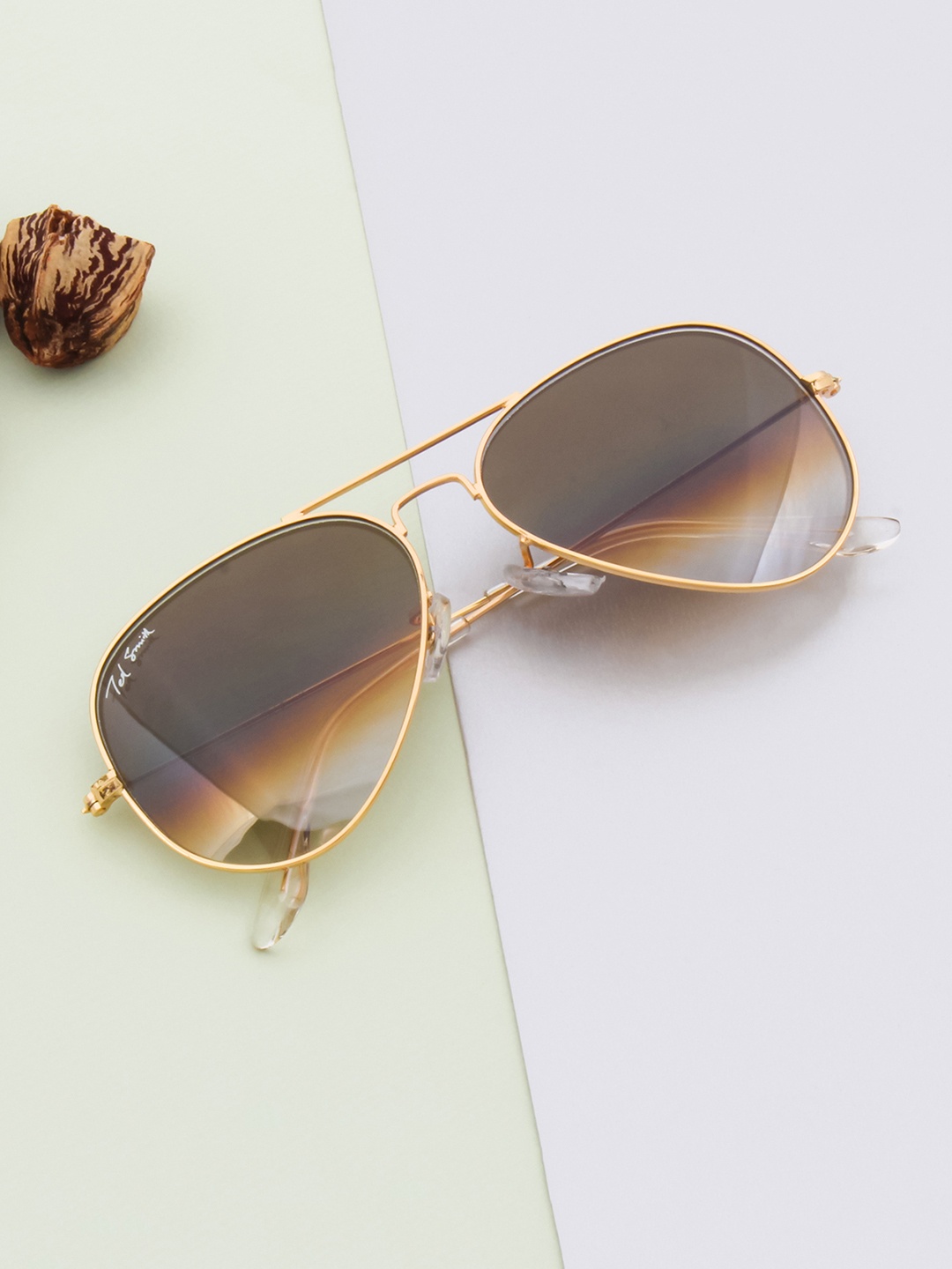 Ted Smith Unisex Aviator Sunglasses TS-NC-AVIMAST_C1, Brown
