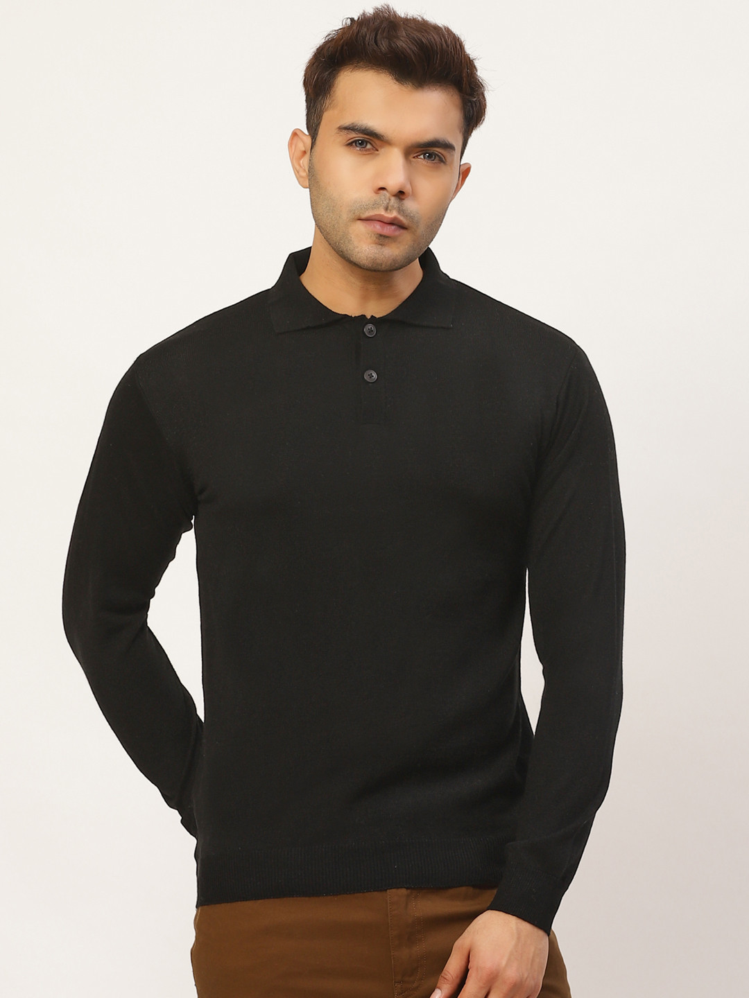 

Pierre Carlo Men Black Solid Pullover Sweater