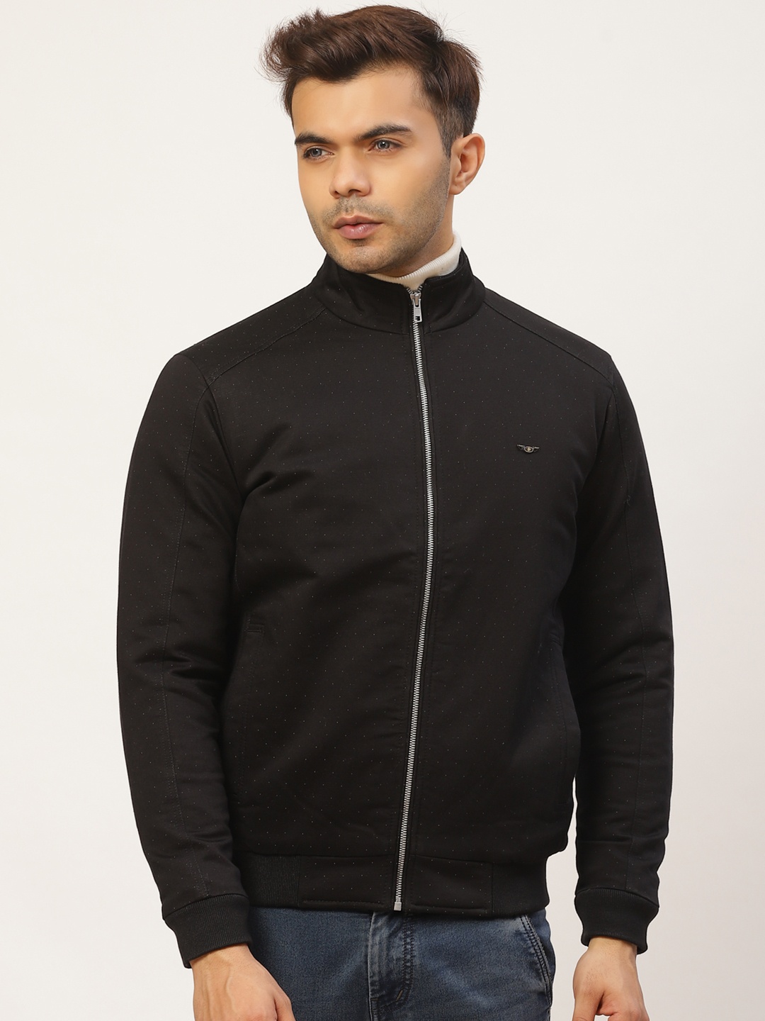 

Pierre Carlo Men Black Solid Bomber Jacket