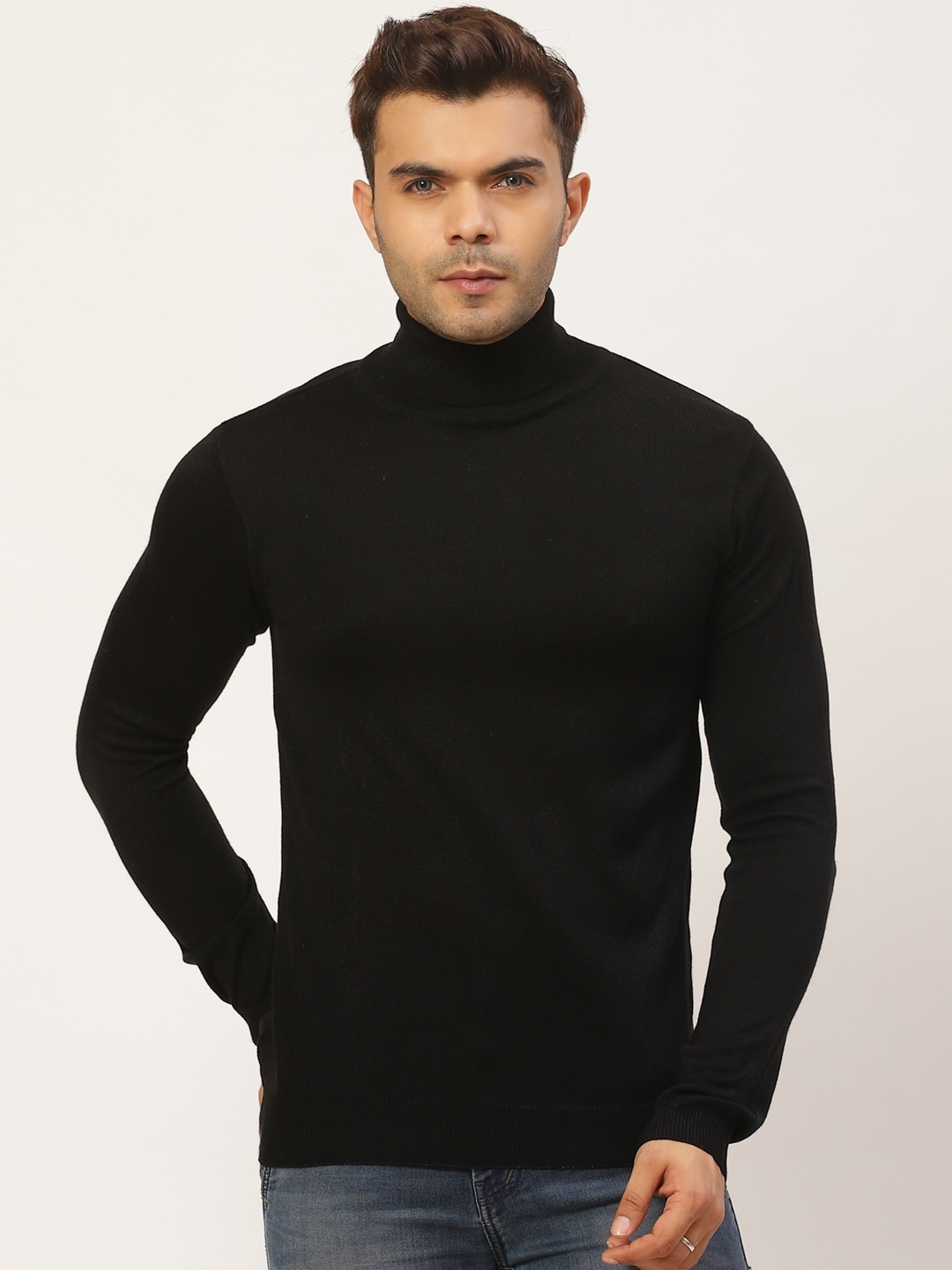 

Pierre Carlo Men Black Solid Turtle Neck Pullover Sweater