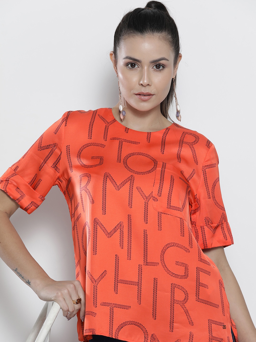 

Tommy Hilfiger Women Orange Printed Top