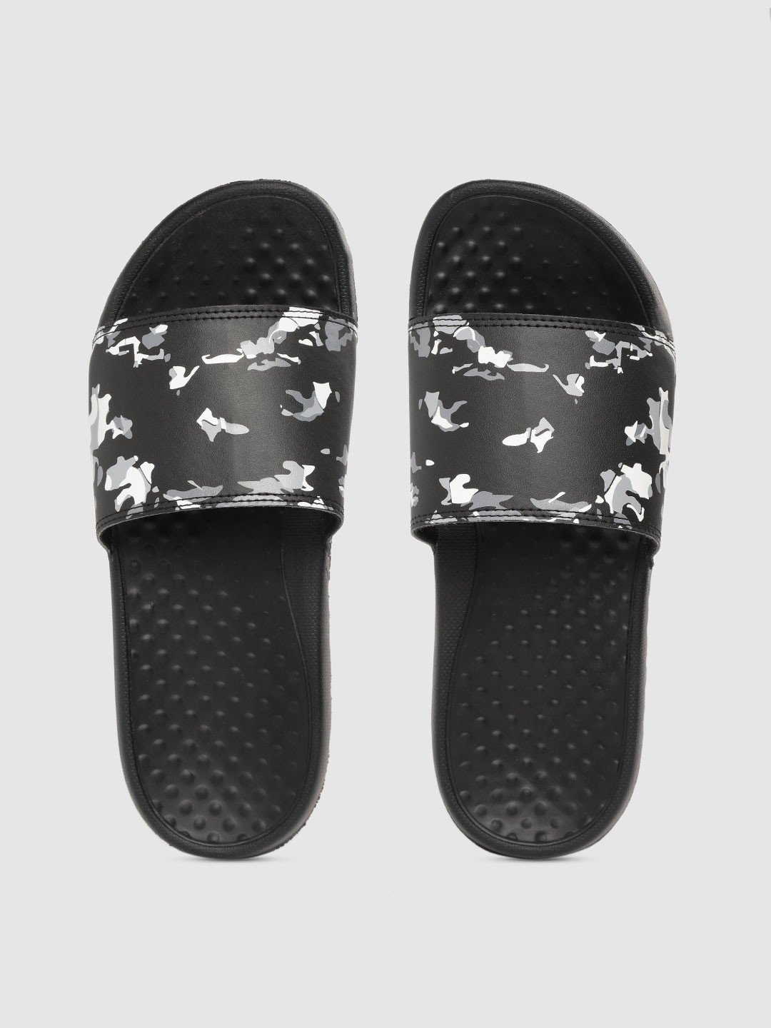 

Roadster Men Black & Grey Camouflage Print Sliders