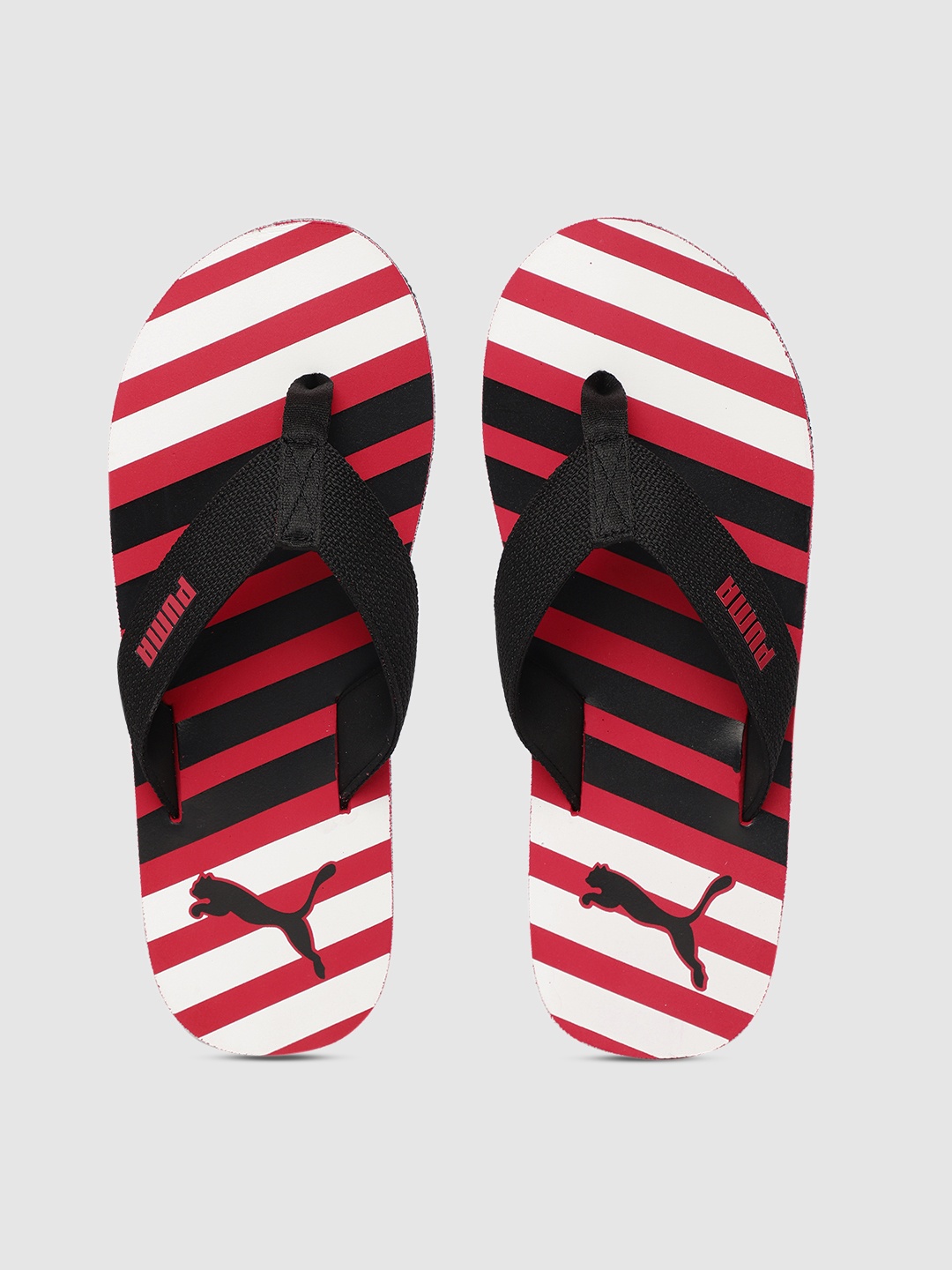 

Puma Men Red White Striped Gypsum 4 Thong Flip-Flops
