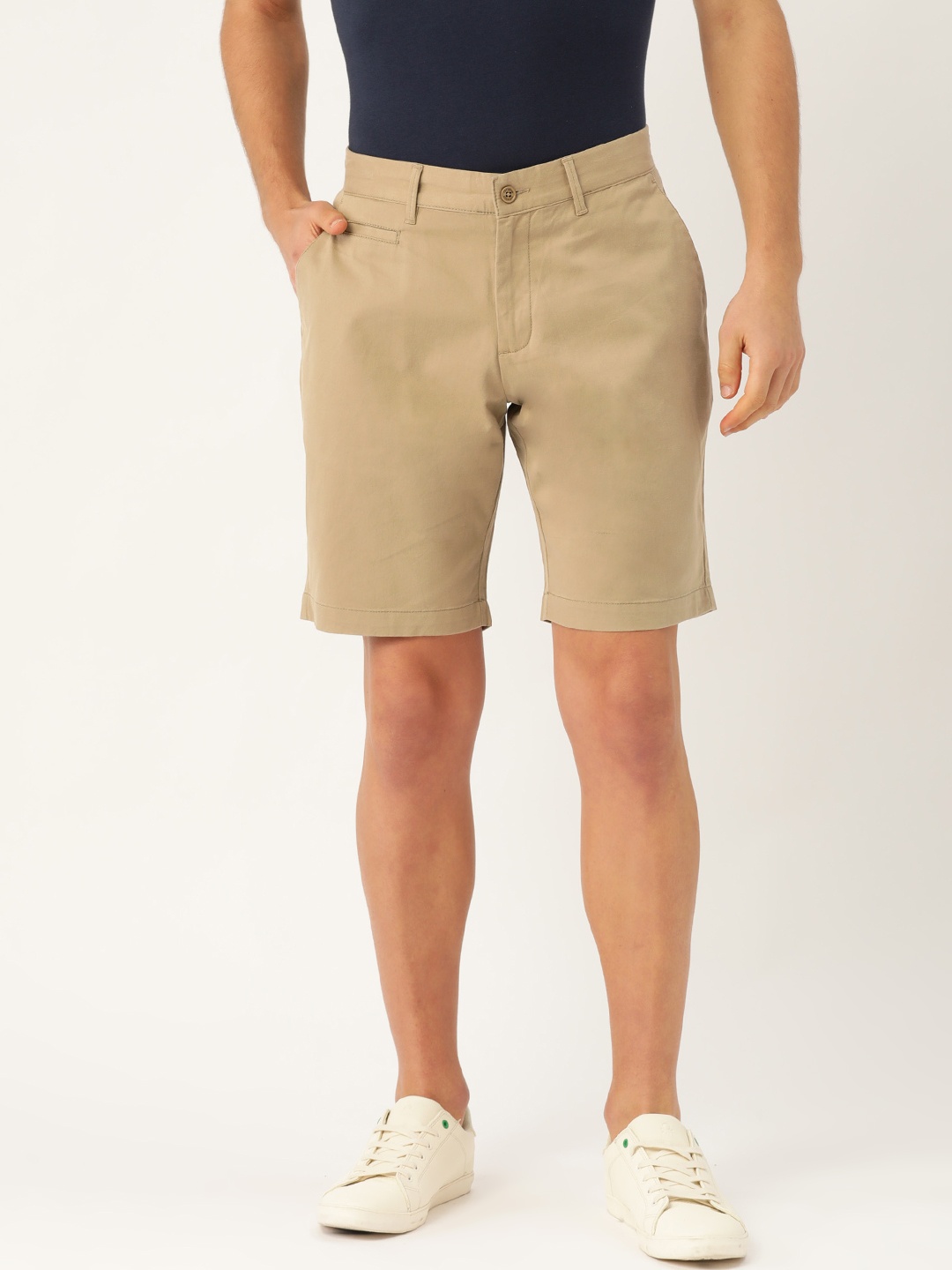 

INVICTUS Men Beige Solid Anti Microbial Chino Shorts