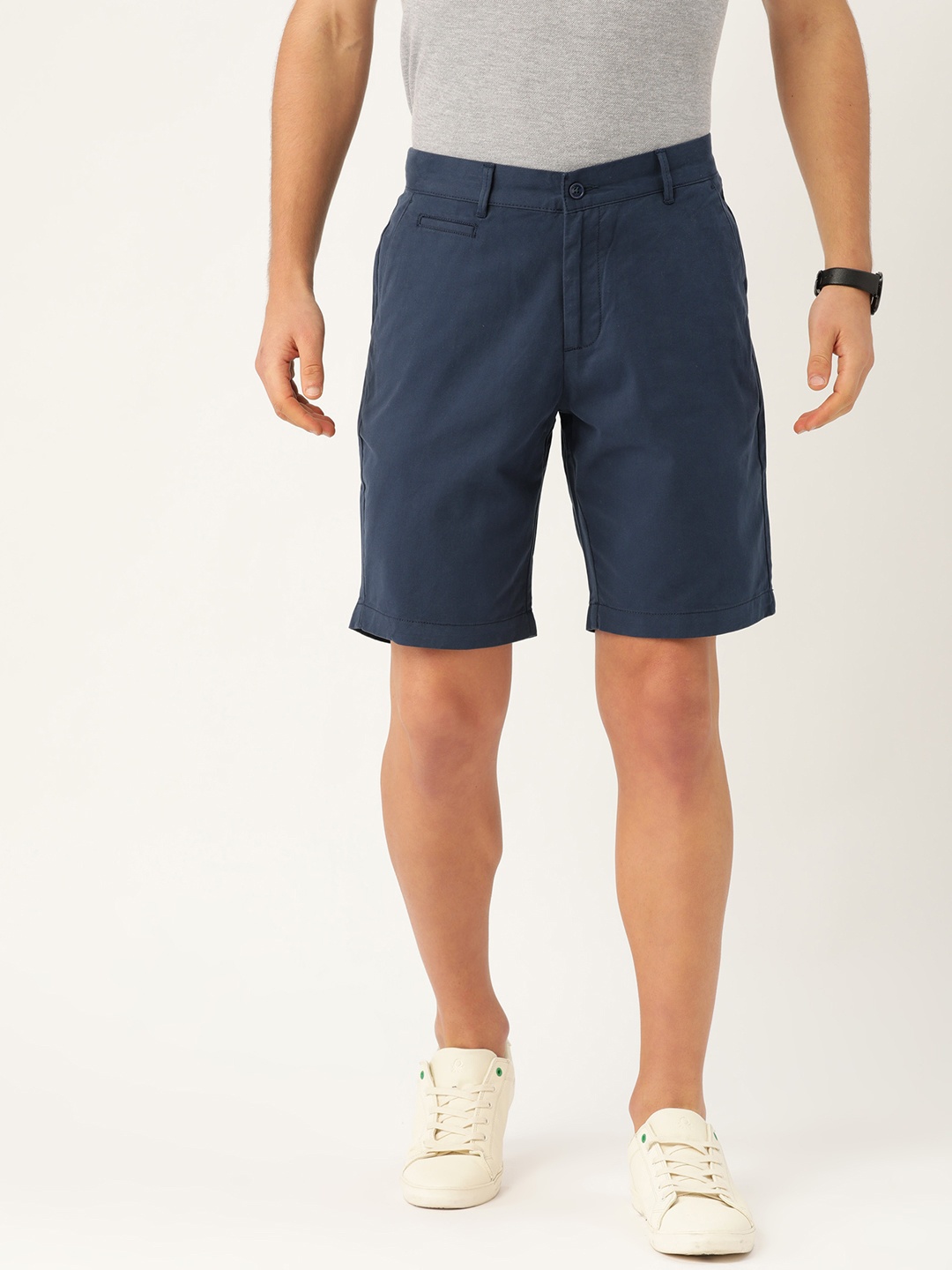 

INVICTUS Men Navy Blue Solid Anti Microbial Chino Shorts