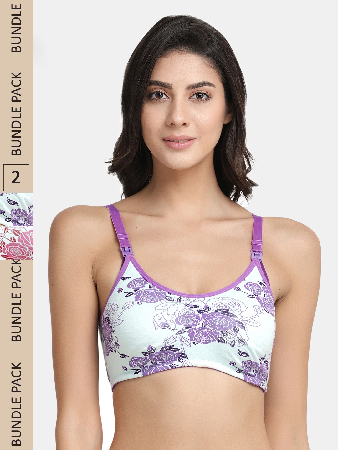 

Inner Sense Multicoloured Pack of 2 Printed Non-Wired Non Padded Maternity Bra IMBC004C_4D, Multi