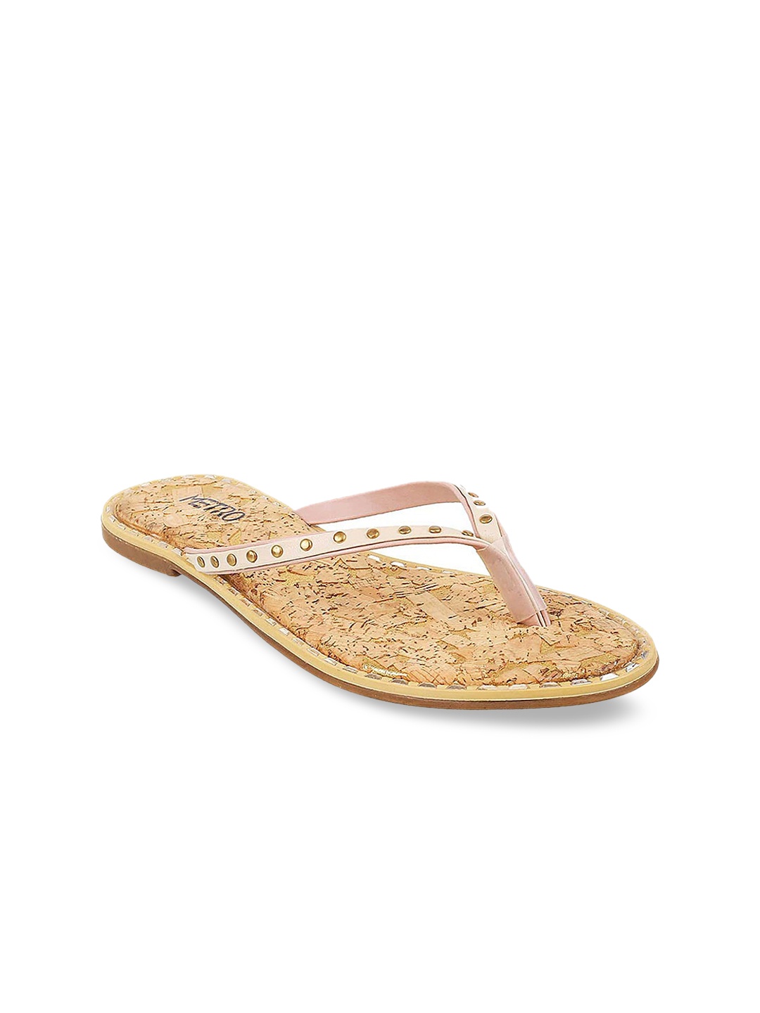 

Metro Women Beige Embellished Open Toe Flats