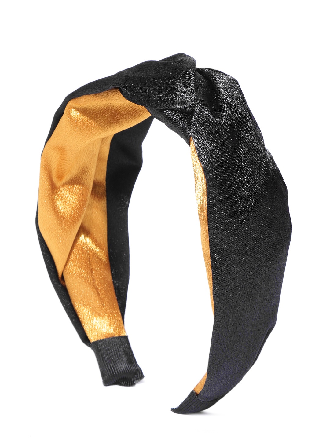

Blueberry Women Black & Mustard Yellow Colourblocked Handcrafted Hairband