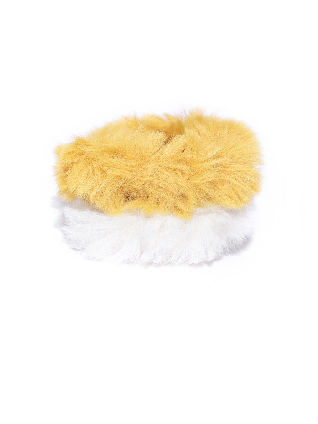 

Blueberry Women Set of 2 Faux Fur Handcrafted Scrunchies, Mustard