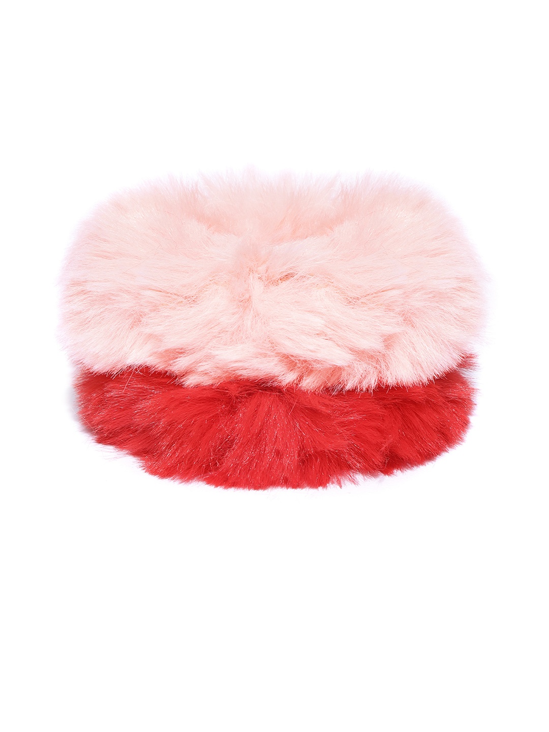 

Blueberry Women Set of 2 Faux Fur Handcrafted Scrunchies, Red