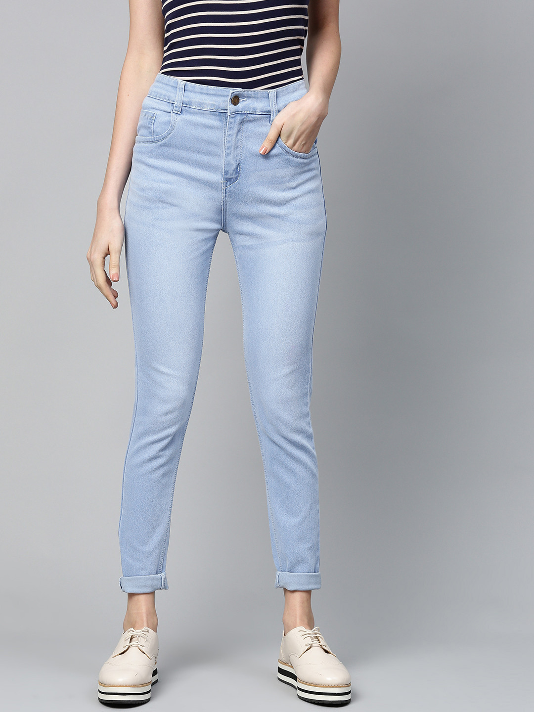 

SASSAFRAS Women Blue Slim Fit Mid-Rise Clean Look Jeans