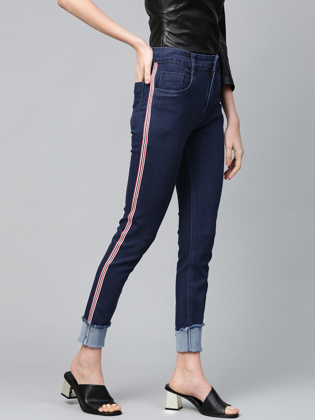 

SASSAFRAS Women Navy Blue Slim Fit Mid-Rise Clean Look Stretchable Jeans