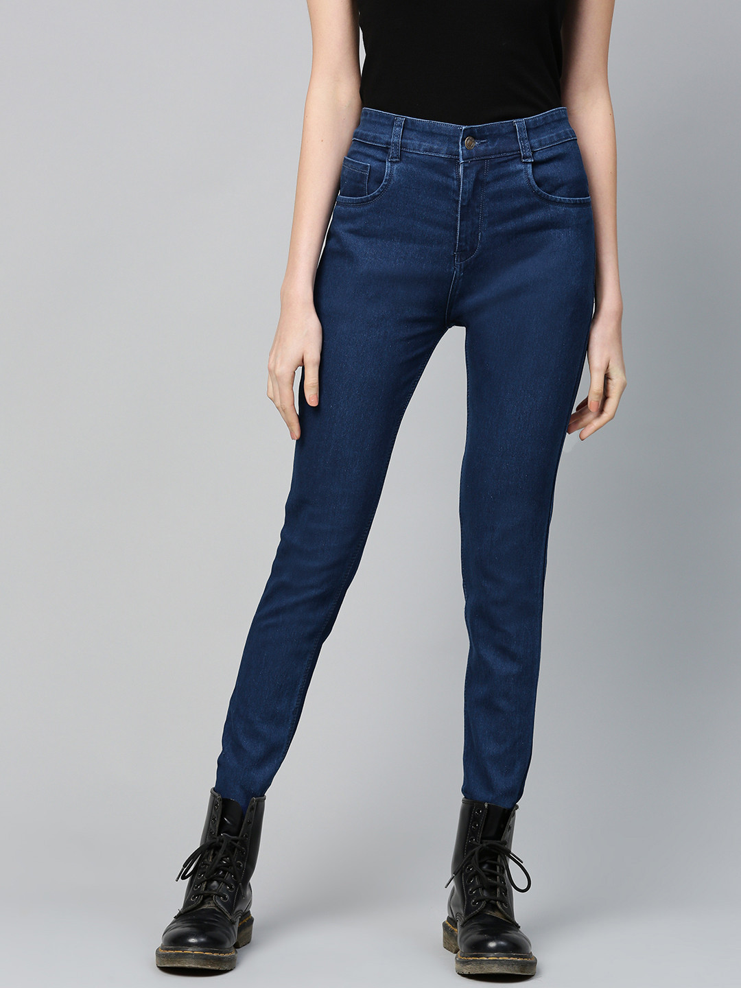 

SASSAFRAS Women Navy Blue Slim Fit Mid-Rise Clean Look Jeans