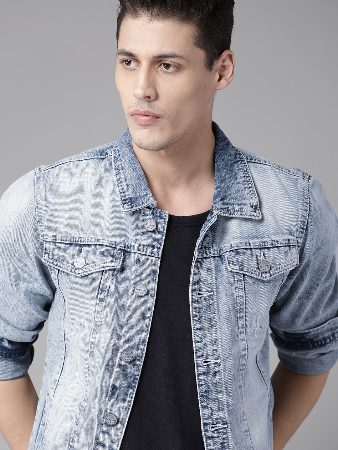 

Roadster Men Blue Washed Denim Jacket