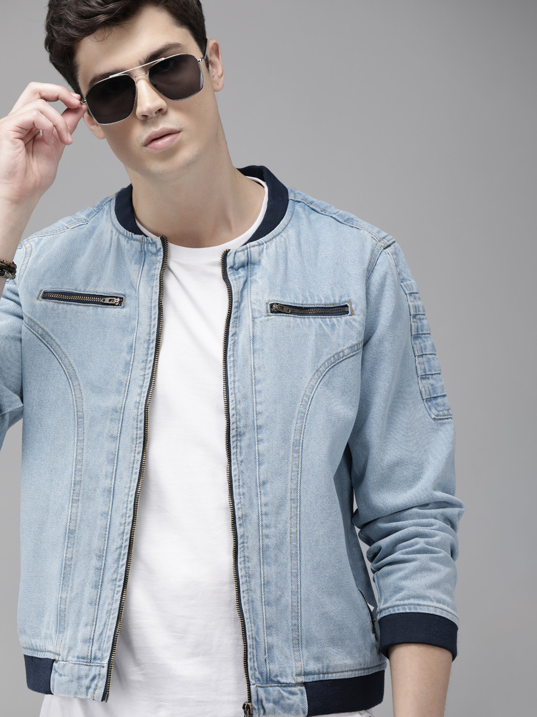 

Roadster Men Blue Solid Denim Jacket