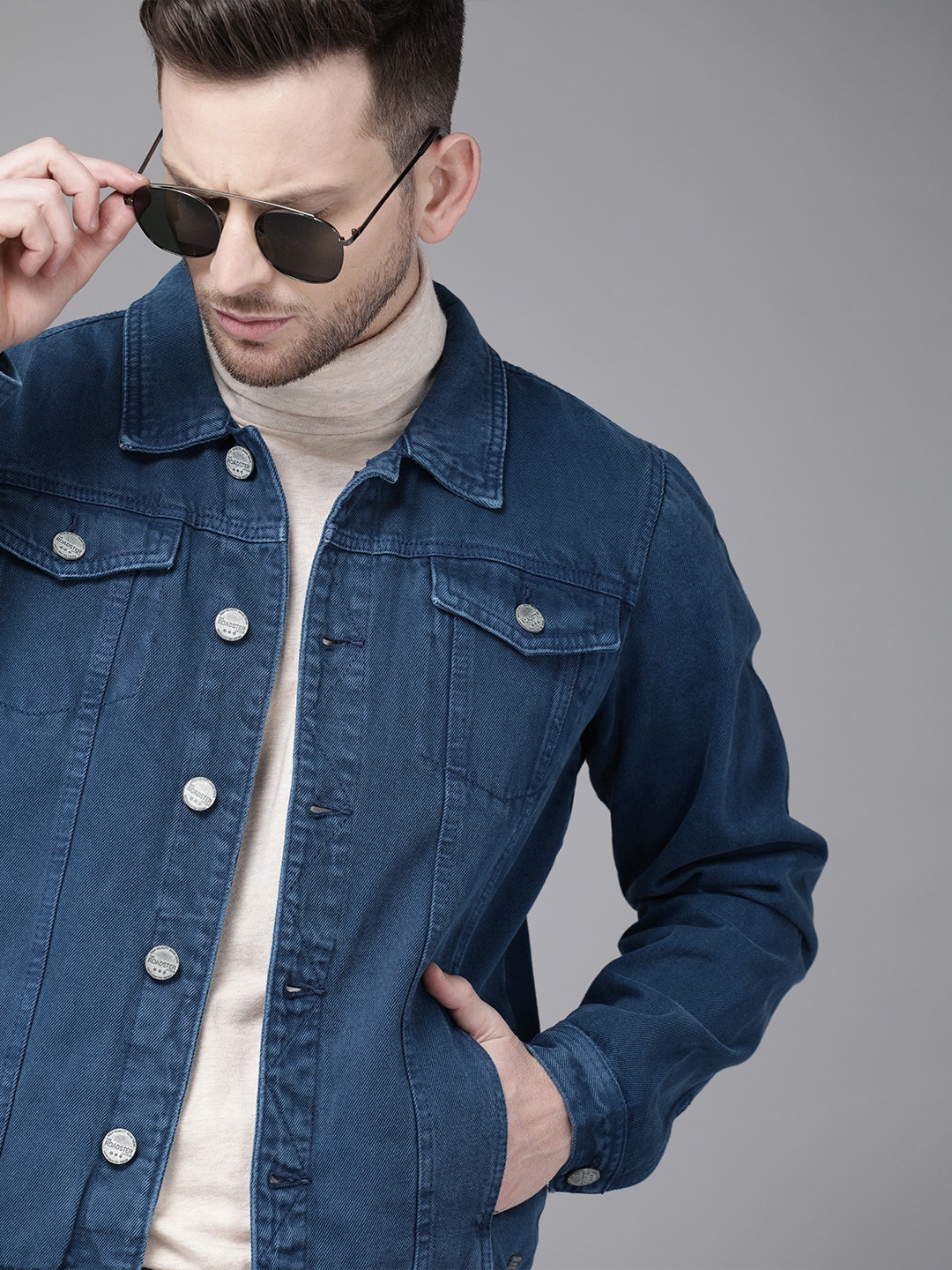 

Roadster Men Blue Solid Denim Jacket