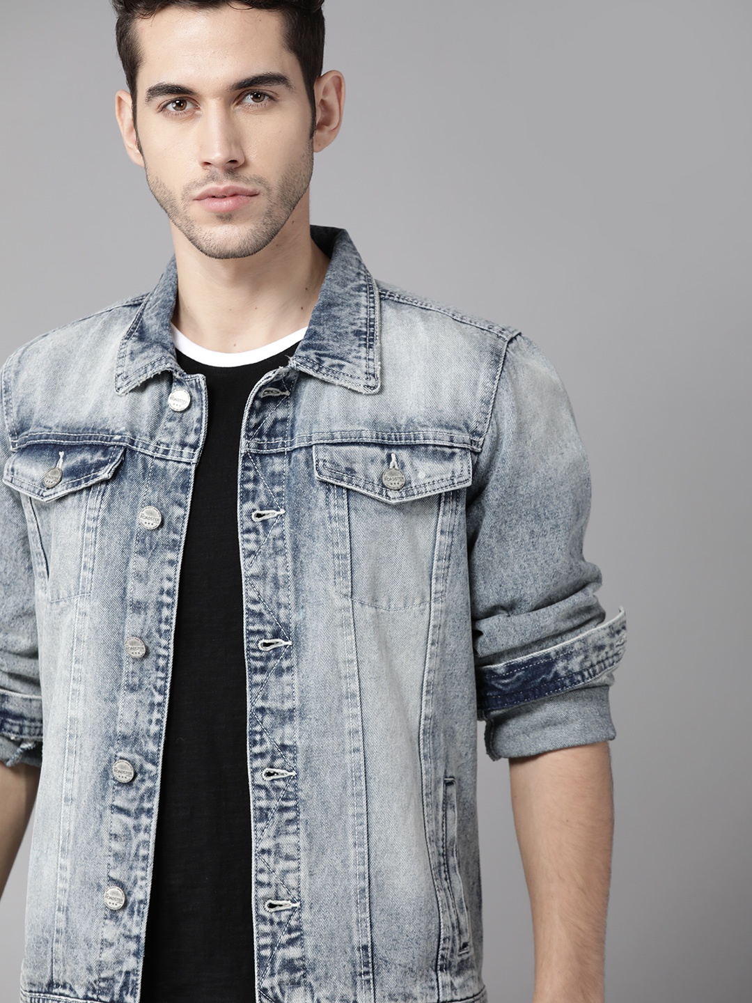 

Roadster Men Blue Washed Denim Jacket