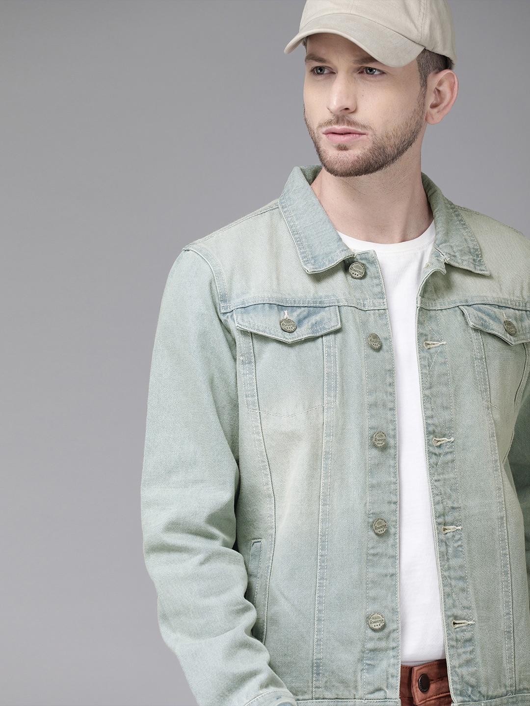 Roadster Men Blue Washed Denim Jacket