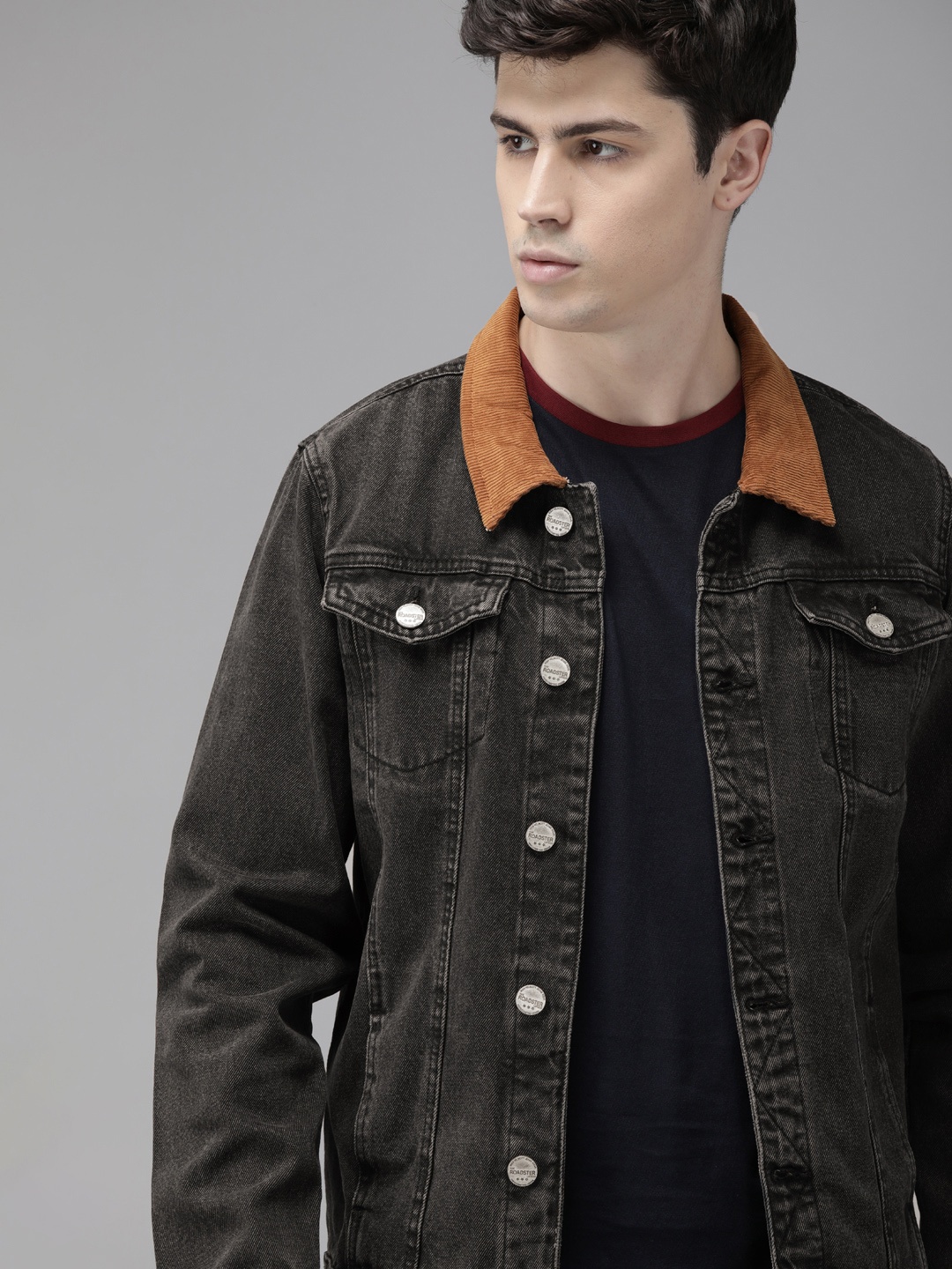 

Roadster Men Black Solid Denim Jacket