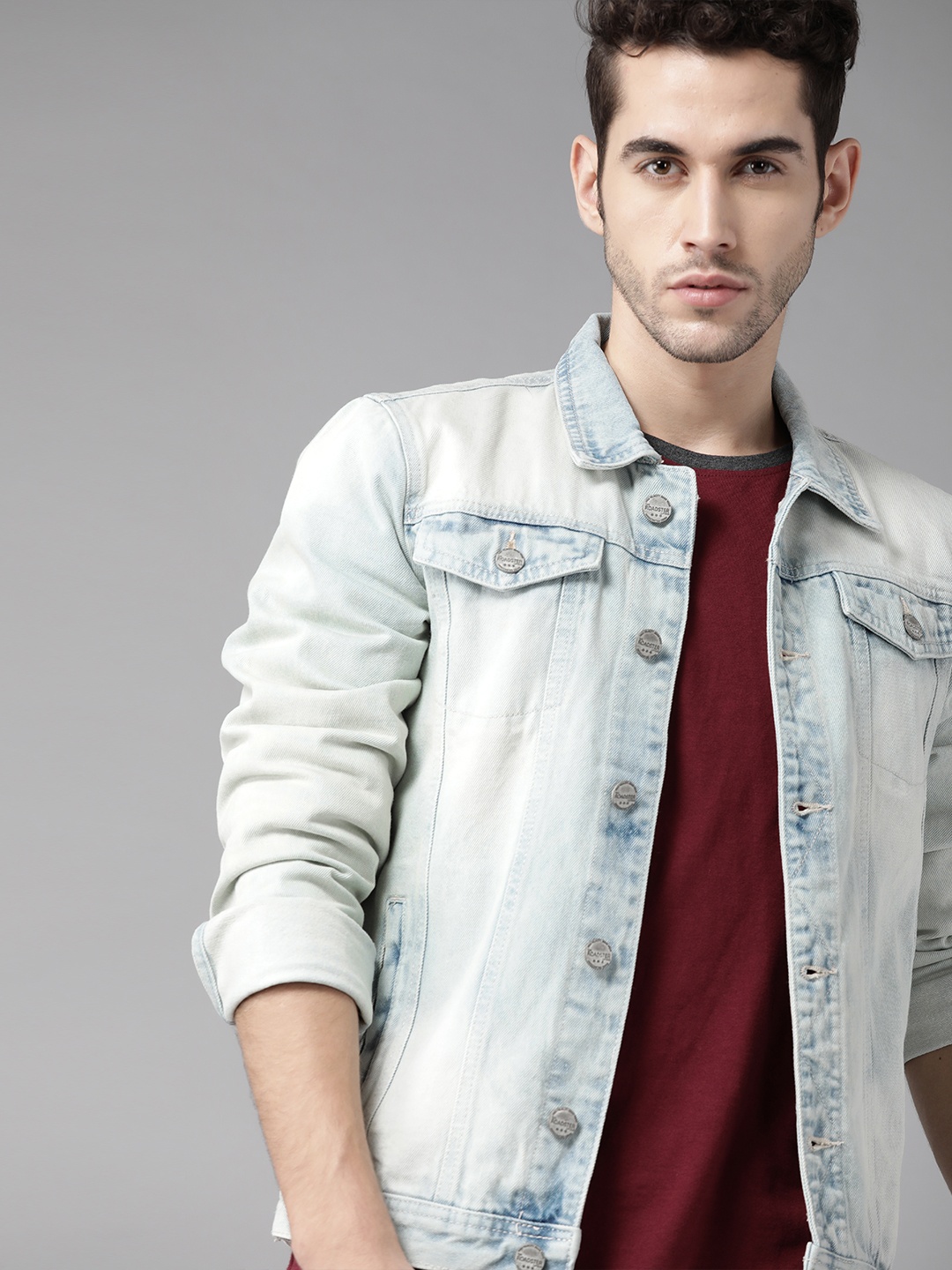 

Roadster Men Blue Washed Denim Jacket