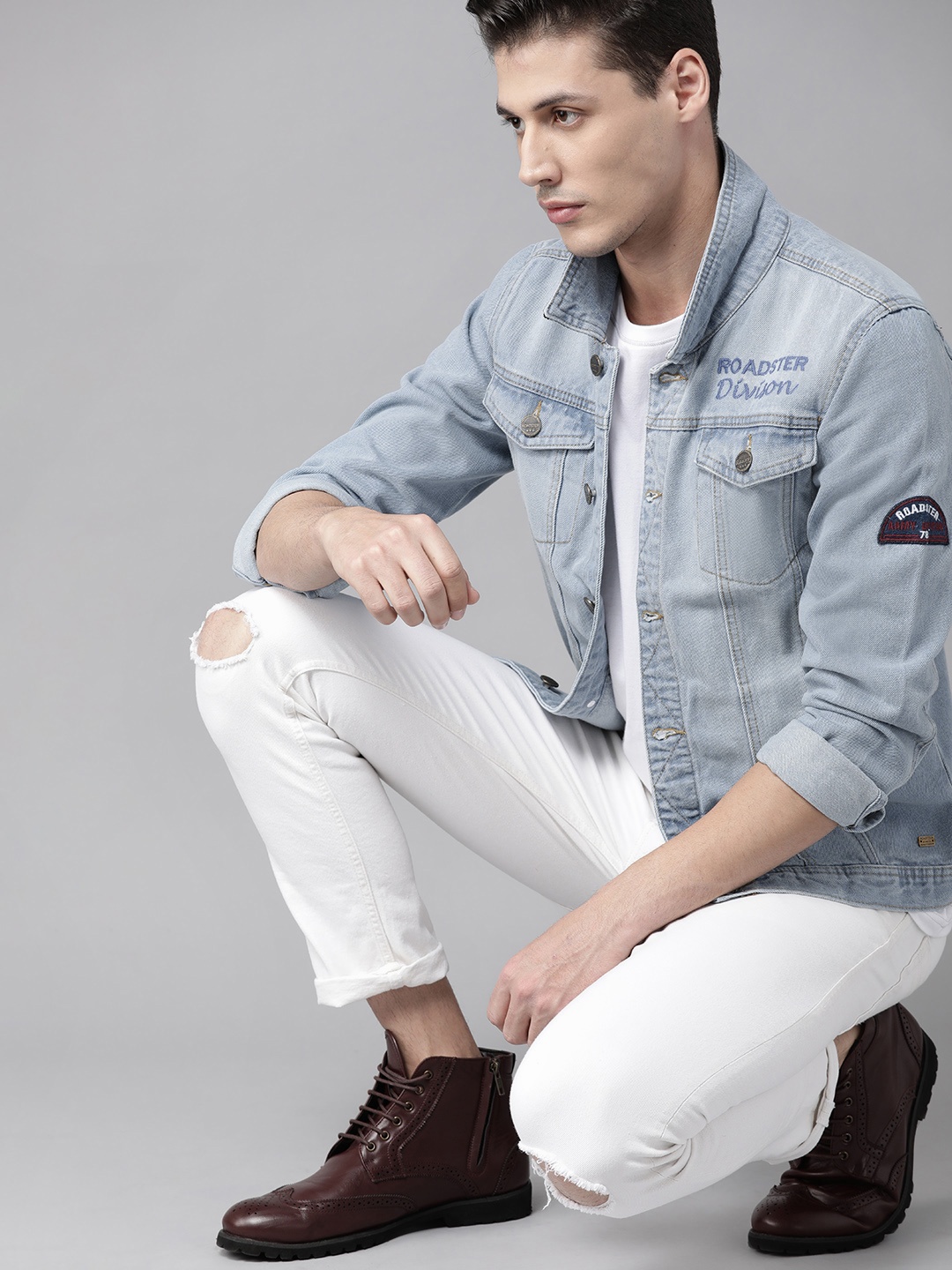 

Roadster Men Blue Solid Denim Jacket