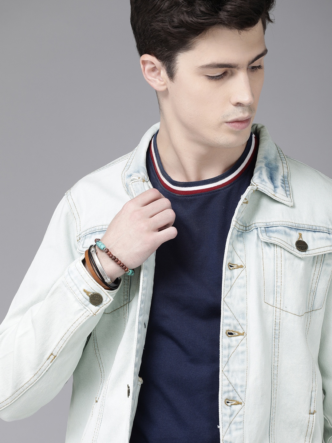 

Roadster Men Blue Washed Denim Jacket