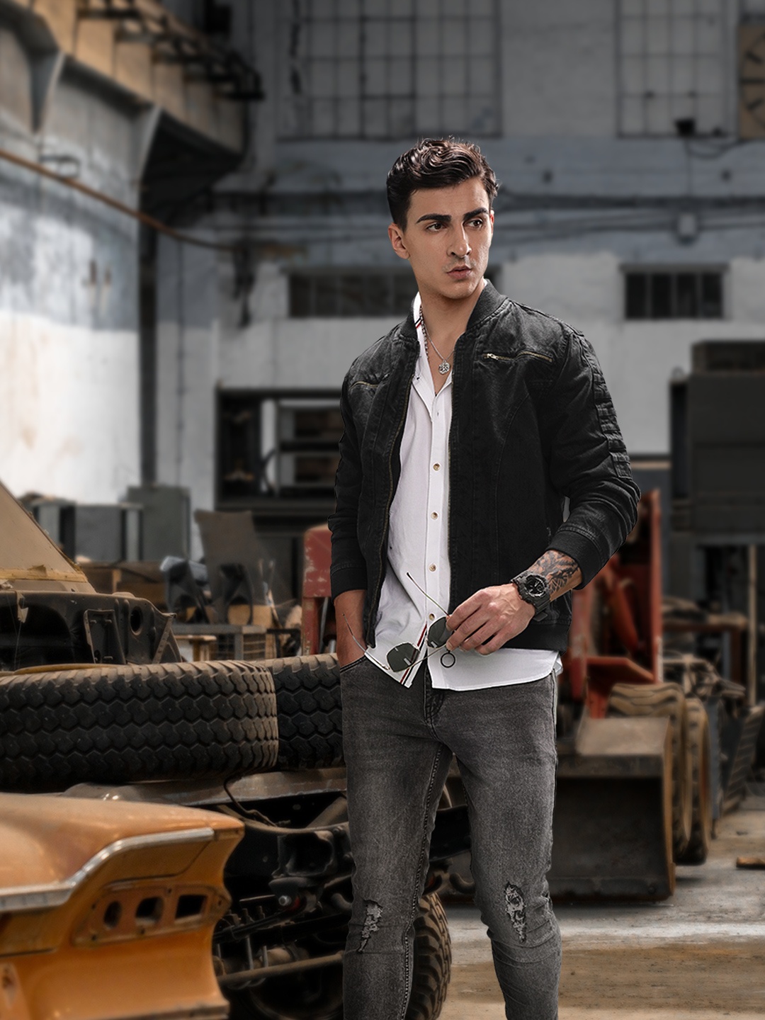 

Roadster Men Black Solid Denim Jacket