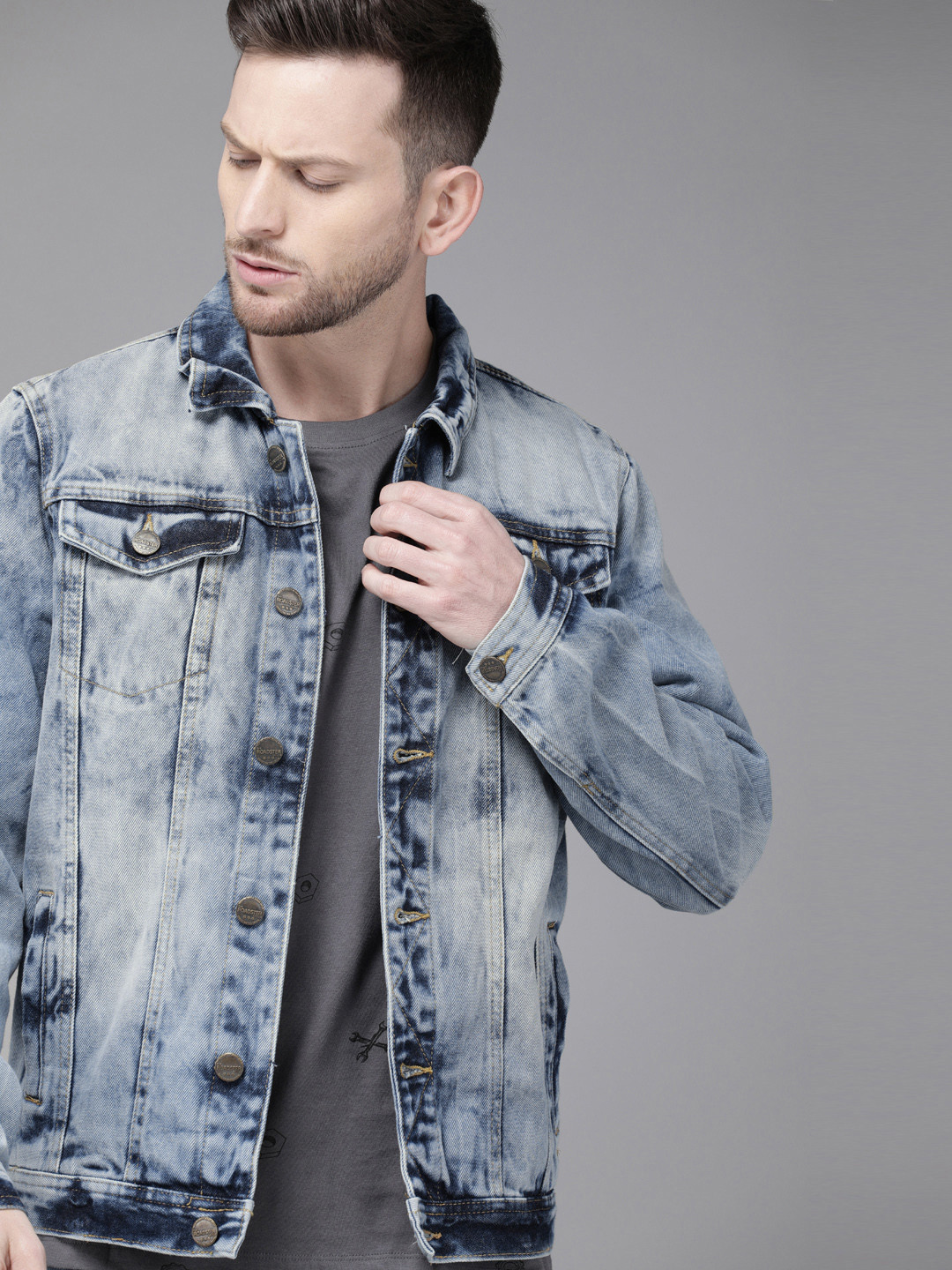 

Roadster Men Blue Solid Denim Jacket