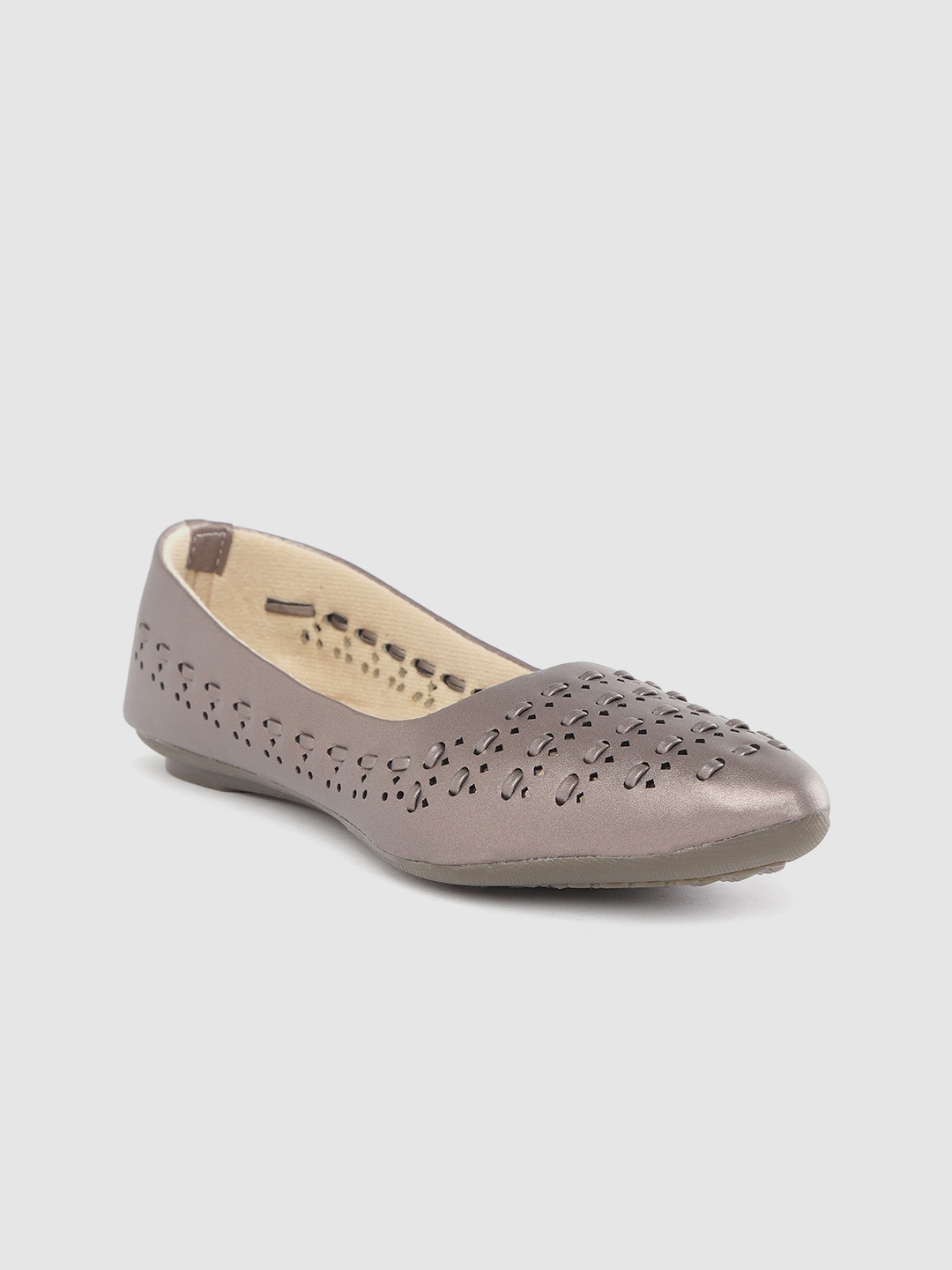 

Myra Women Gunmetal-Toned Laser Cut Ballerinas, Metallic
