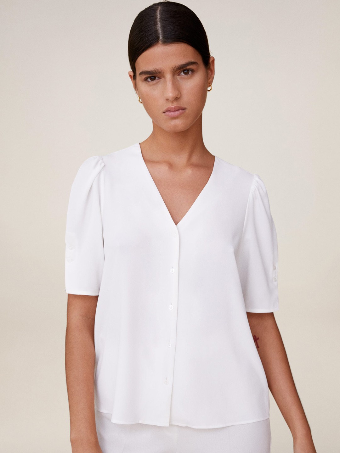 

MANGO Women White Solid Top