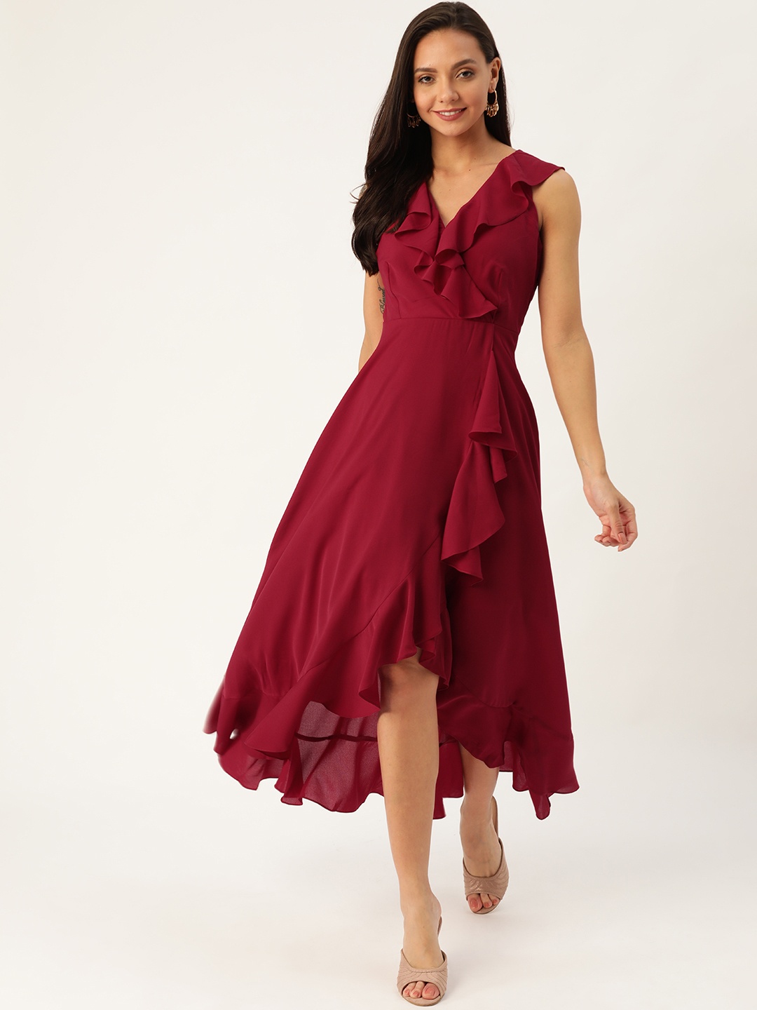 

20Dresses V-Neck Wrap Dress, Maroon