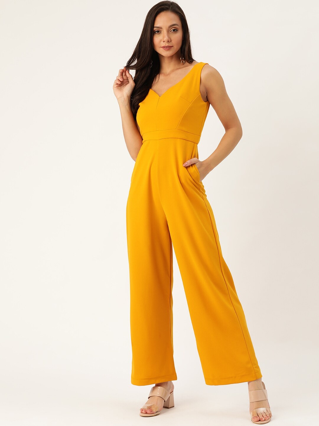 

20Dresses Women Mustard Yellow Solid Basic Jumpsuit