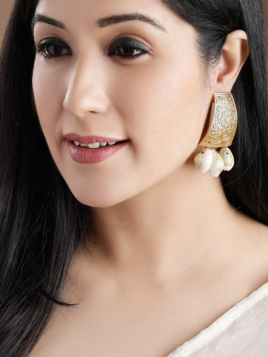 

Rubans 22K Gold-Plated Handcrafted Filigree Drop Earrings