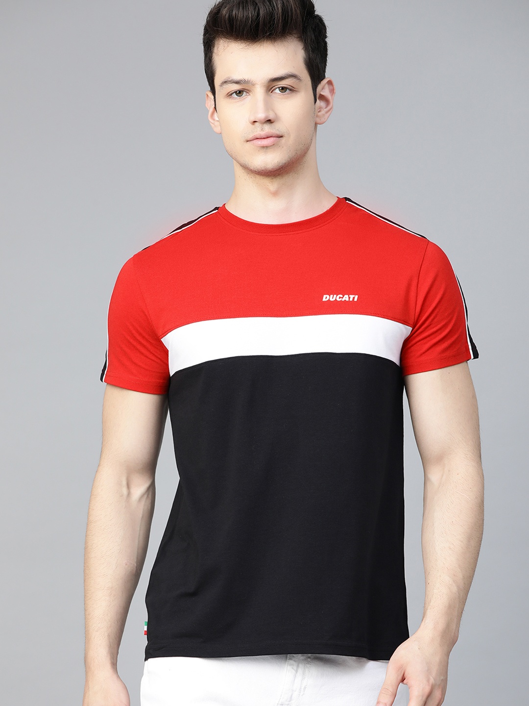 

Ducati Men Black & Red Colourblocked Round Neck T-shirt