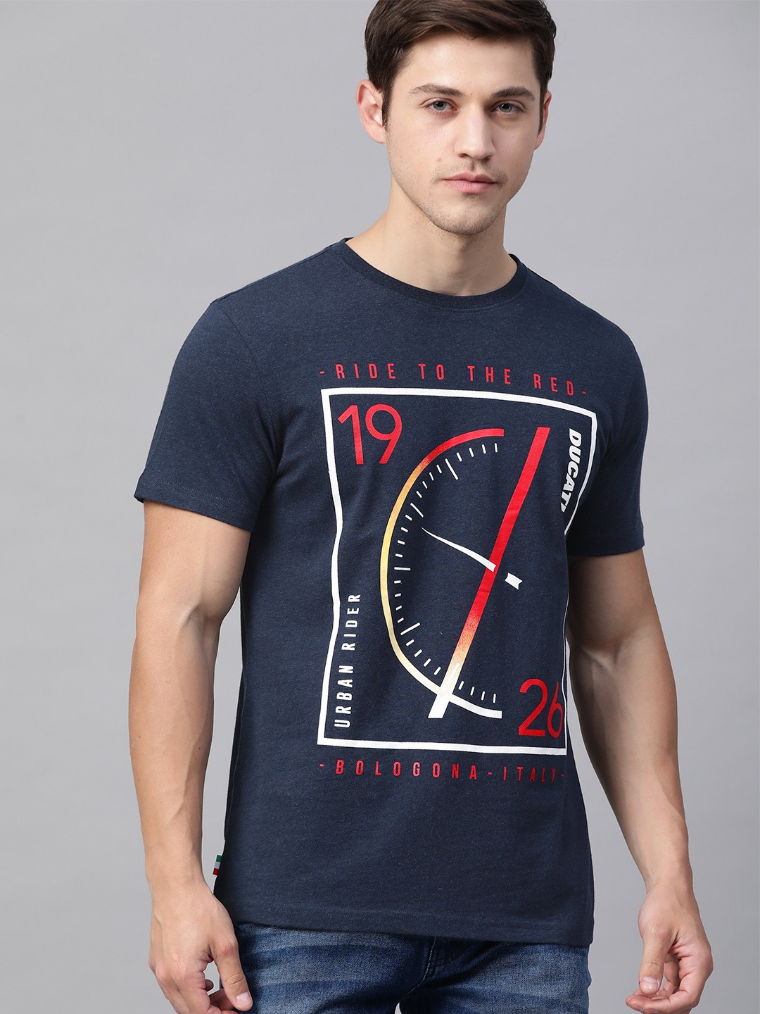 

Ducati Men Navy Blue & Red Printed Round Neck T-shirt