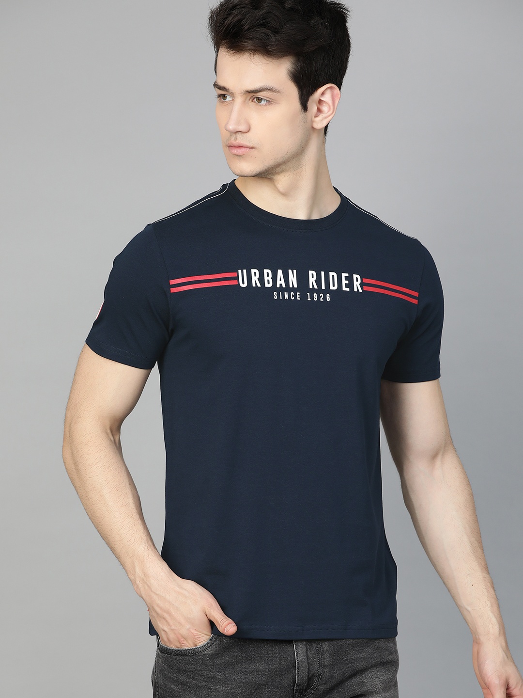 

Ducati Men Navy Blue Printed Round Neck T-shirt