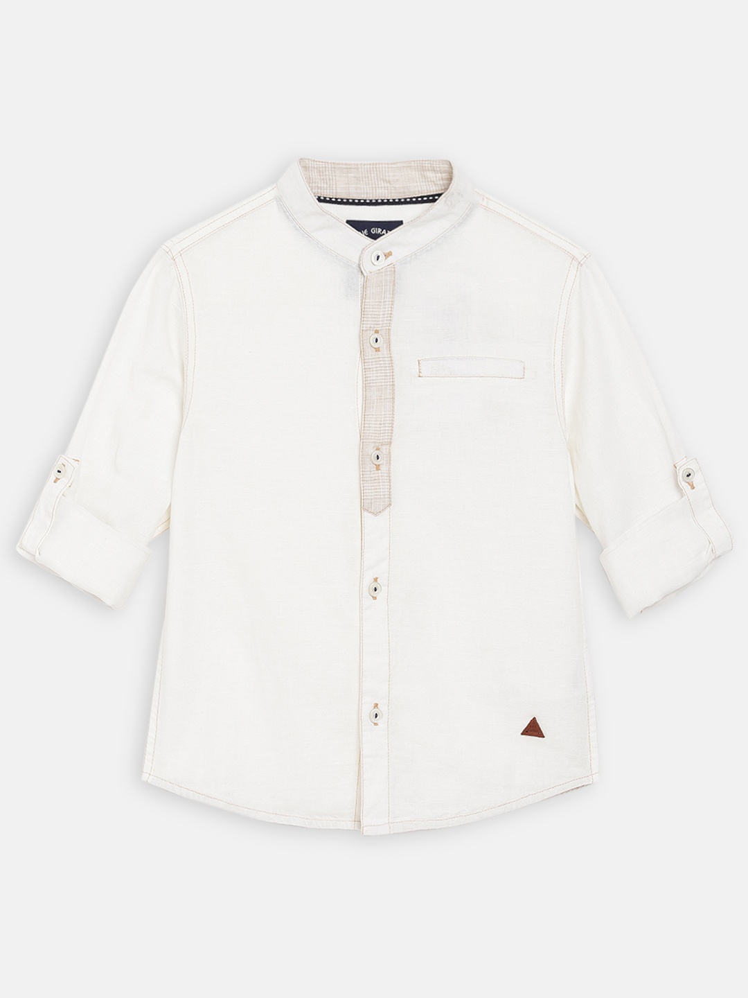 

Blue Giraffe Boys Off-White Regular Fit Solid Casual Shirt