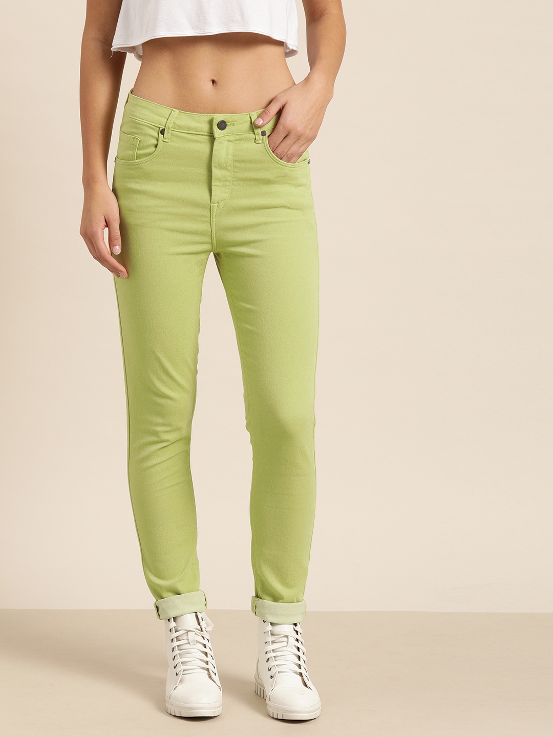 

Moda Rapido Women Green Skinny Fit High-Rise Clean Look Stretchable Jeans