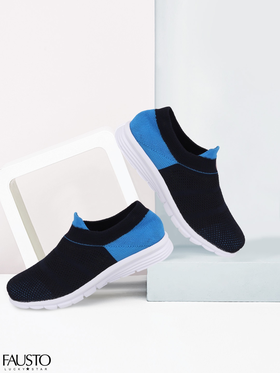 

FAUSTO Women Blue Mesh Walking Shoes