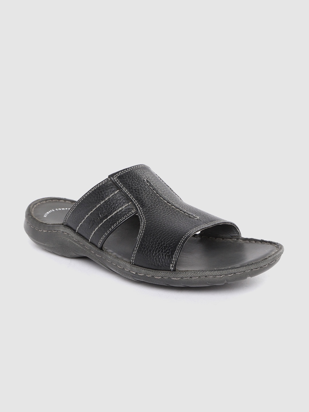 

Clarks Men Black Leather Comfort Sandals