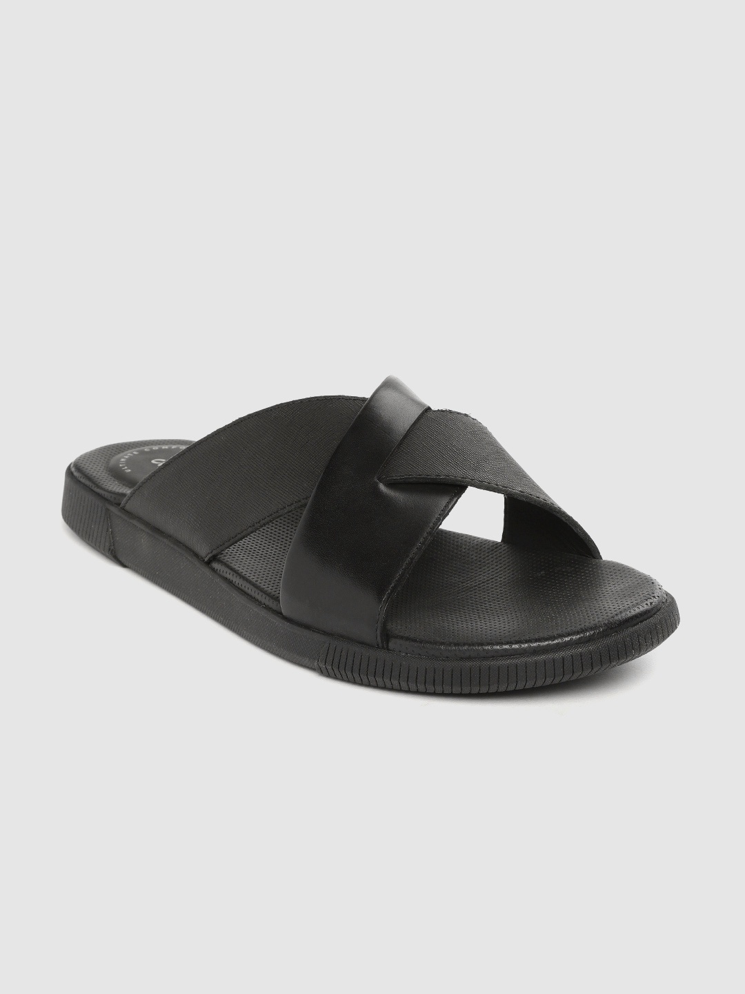 

Clarks Men Black Leather Comfort Sandals