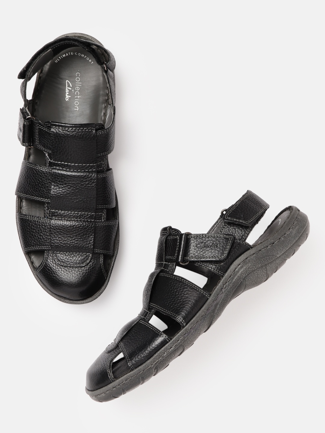 

Clarks Men Black Textured Leather Fisherman Sandals