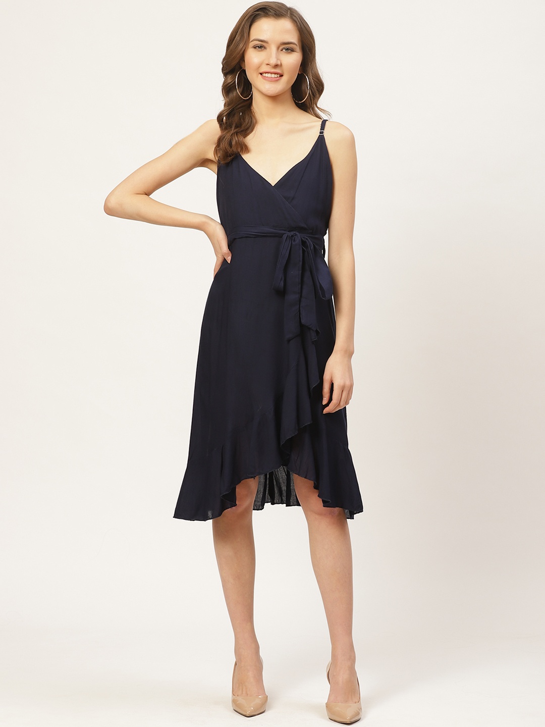 

Darzi Women Navy Blue Solid A-Line Asymmetric Dress