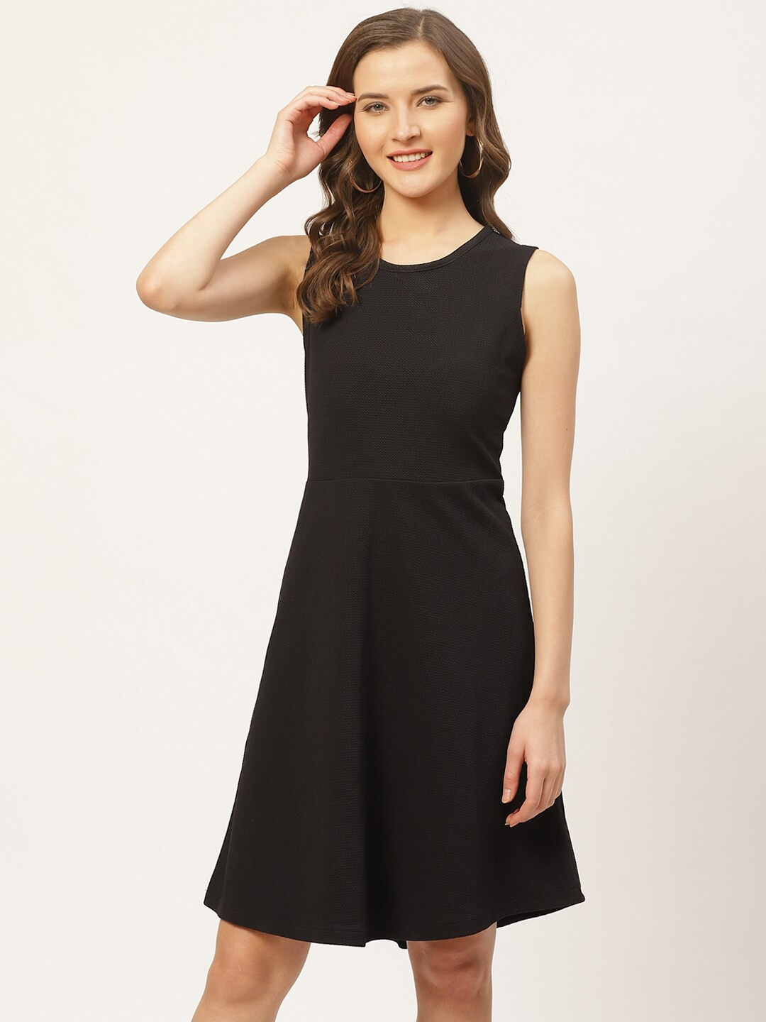 

Darzi Women Black Textured A-Line Dress