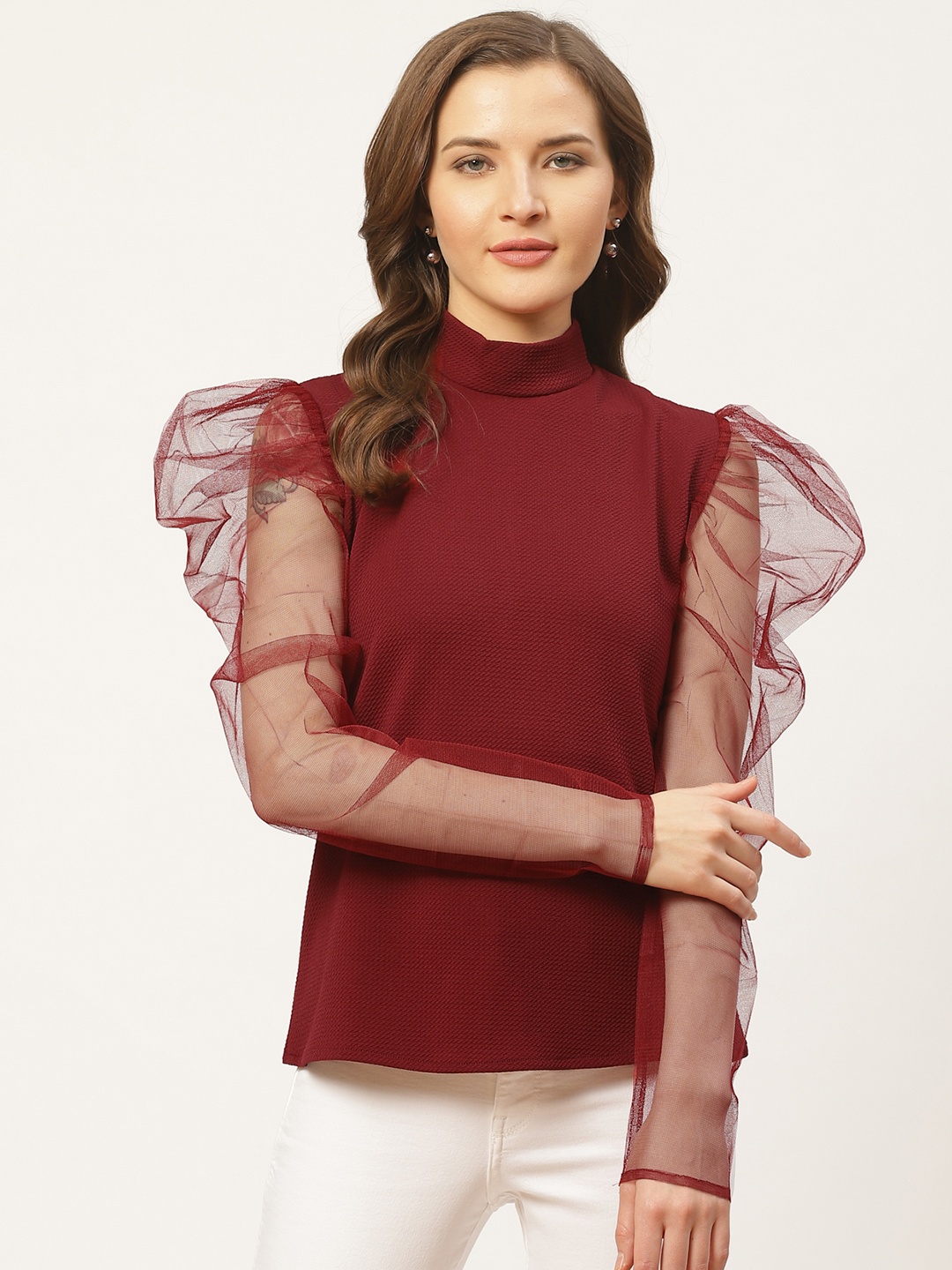 

Darzi Women Maroon Solid Top