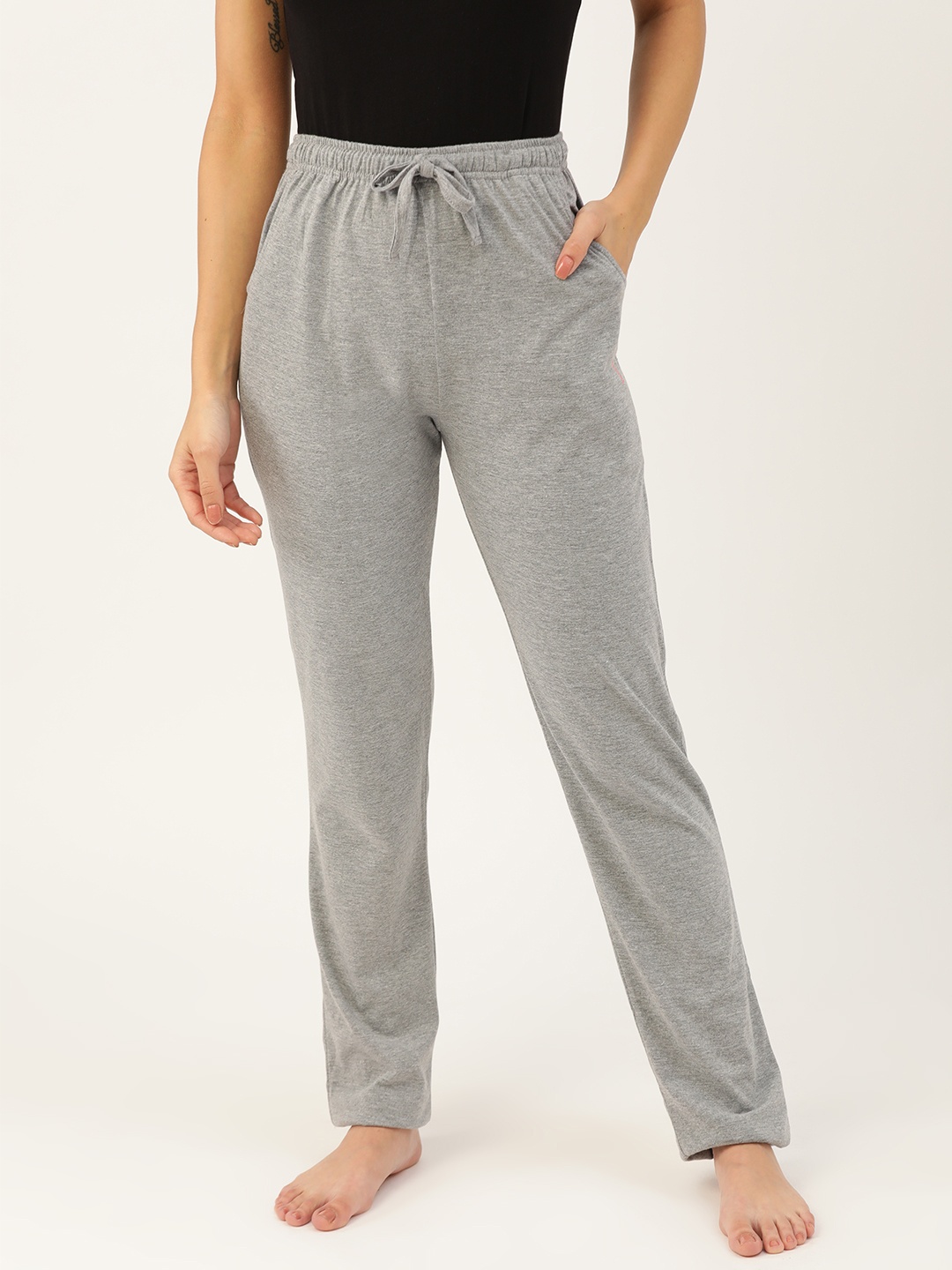 

MBeautiful Women Grey Melange Solid Lounge Pants