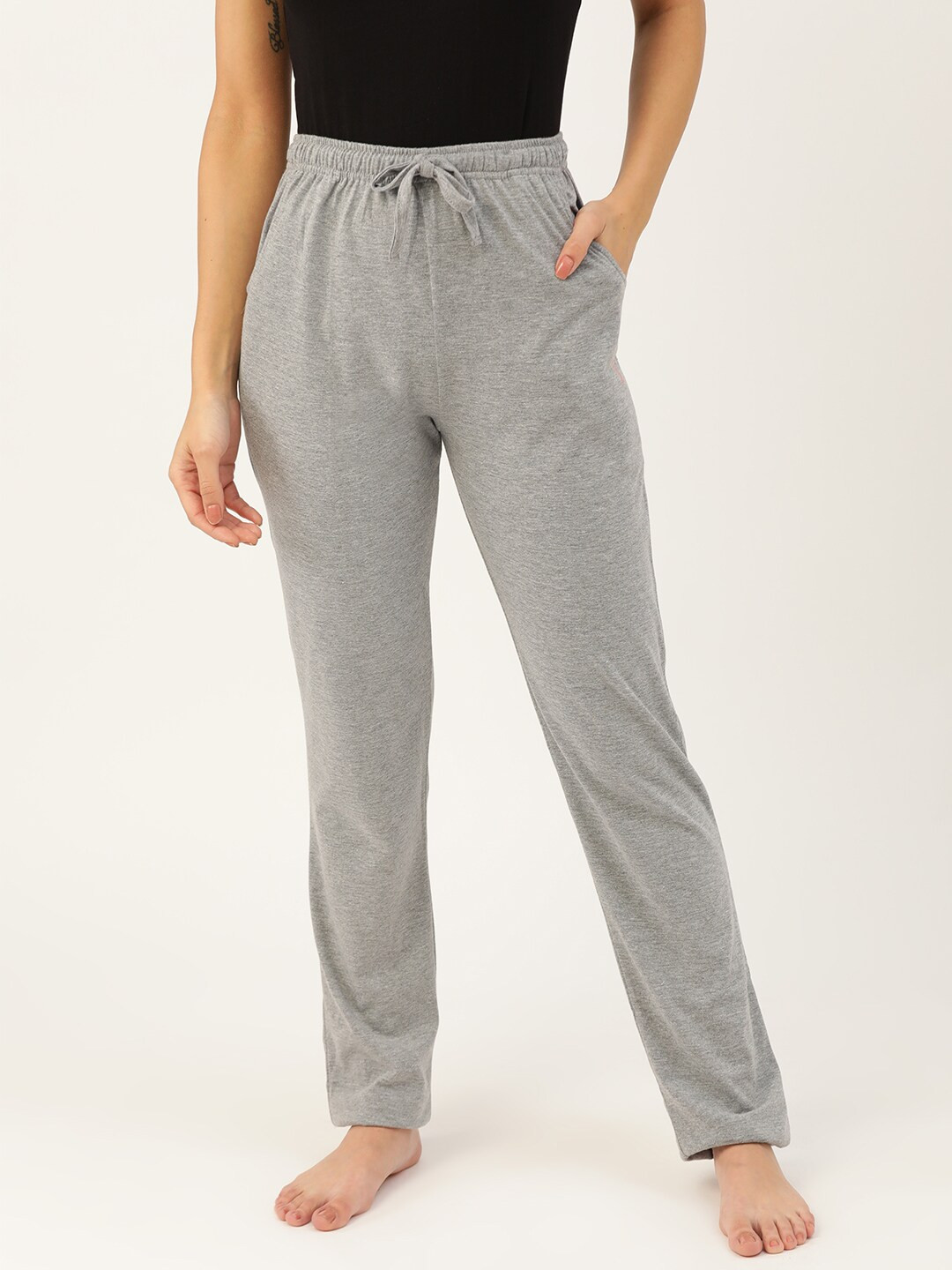 

MBeautiful Women Grey Melange Solid Lounge Pants