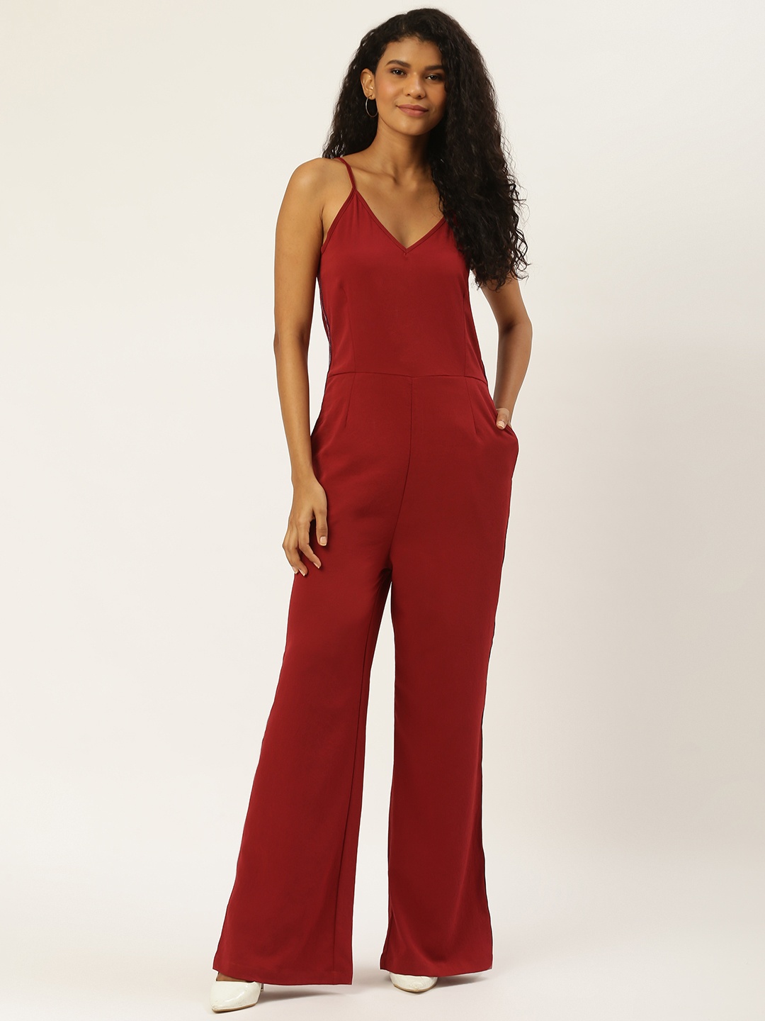 

Trend Arrest Women Maroon Solid Basic Jumpsuit